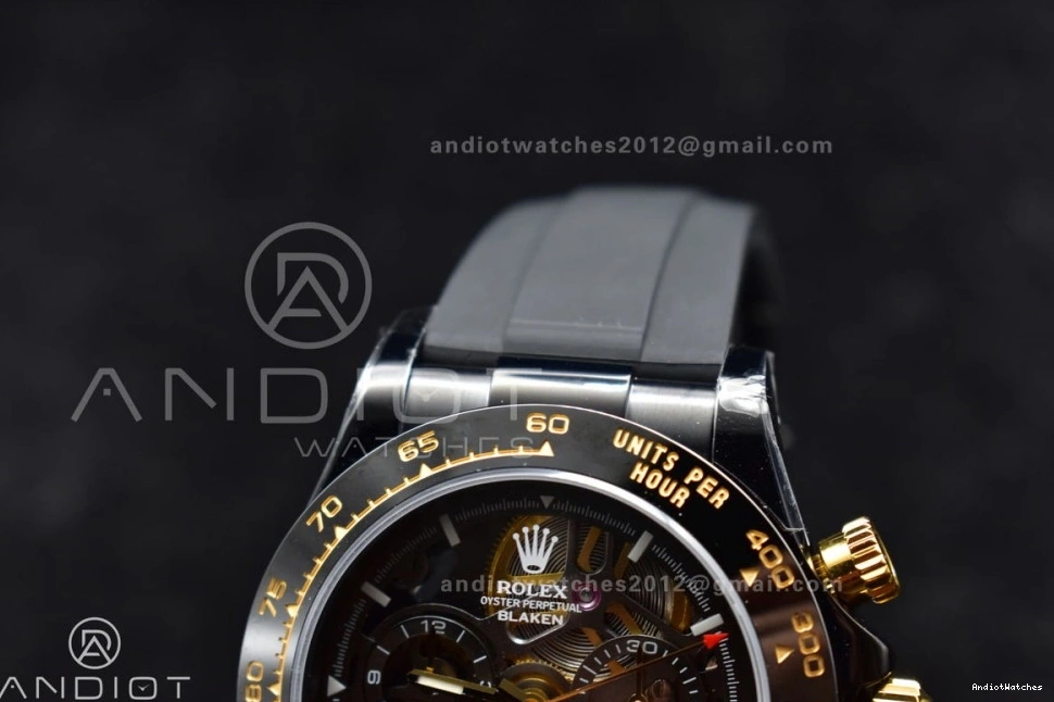 Daytona 523 SA Rubber PVD Black Strap Ceramic Gold Skeleton on Dial Edition Best Blaken GETF Bezel Colorful 1116